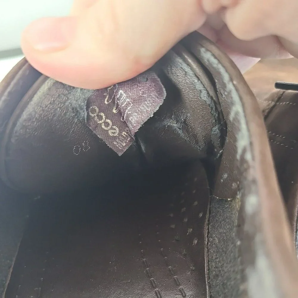 Ecco Women's 39/ 8-8.5 Brown Nubuck Leather Comfort Casual Lace Up Sneaker Shoes - Picture 13 of 14